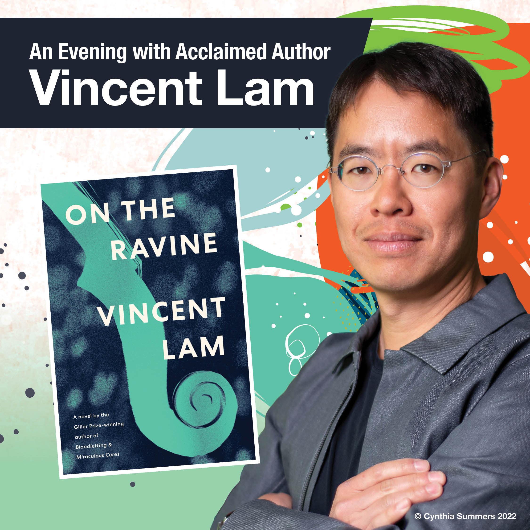 Author Vincent Lam posing with his book On the Ravine